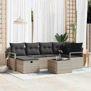 vidaXL Set de canapele pentru grădină 7 pcs Gri deschis Rattan poli imagine