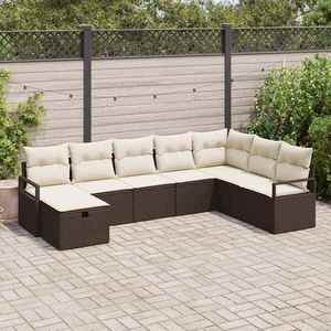 vidaXL Set de canapele pentru grădină 8 pcs Maro Rattan poli imagine