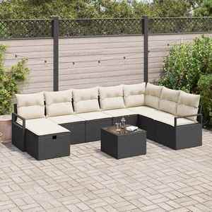 vidaXL Set de canapele pentru grădină 9 pcs Negru Rattan poli imagine