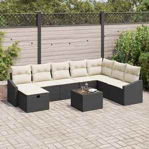 vidaXL Set de canapele pentru grădină 9 pcs Negru 55 x 62 x 69 cm imagine