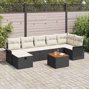 vidaXL Set de canapele pentru grădină cu pernă 8 pcs Negru Rattan poli imagine