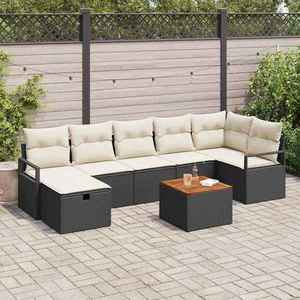 vidaXL Set de canapele pentru grădină cu pernă 8 pcs Negru Rattan poli imagine