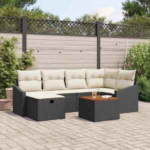 vidaXL Set de canapele pentru grădină cu pernă 7 pcs Negru Rattan poli imagine