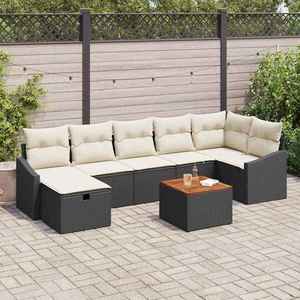 vidaXL Set de canapele pentru grădină 8 pcs Negru Rattan poli imagine