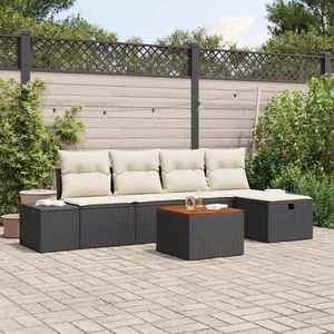 vidaXL Set de canapele pentru grădină cu pernă 6 pcs Negru Rattan poli imagine