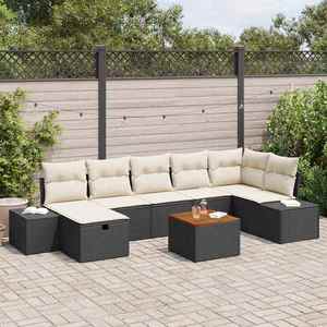 vidaXL Set de canapele pentru grădină cu pernă 8 pcs Negru Rattan poli imagine