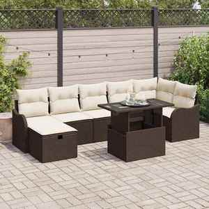 vidaXL Set de canapele pentru grădină cu pernă 8 pcs Maro Rattan poli imagine