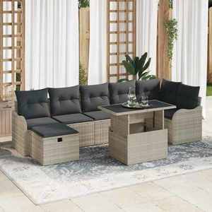 vidaXL Set de canapele pentru grădină 8 pcs Gri deschis Rattan poli imagine