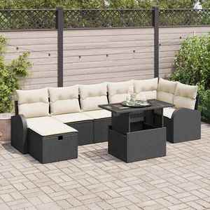 vidaXL Set de canapele pentru grădină cu pernă 8 pcs Negru Rattan poli imagine