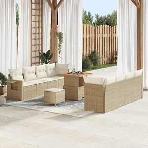 vidaXL Set de canapele pentru grădină 11 pcs Bej Rattan poli imagine