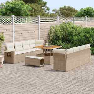 vidaXL Set de canapele pentru grădină 11 pcs Bej Rattan poli imagine