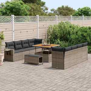 vidaXL Set de canapele pentru grădină 11 pcs Gri Rattan poli imagine