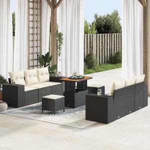 vidaXL Set de canapele pentru grădină 9 pcs Negru Rattan poli imagine