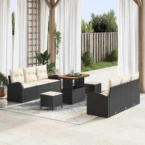 vidaXL Set de canapele pentru grădină cu pernă 9 pcs Negru Rattan poli imagine