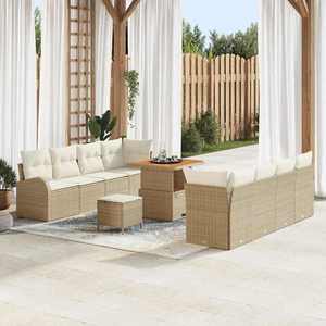 vidaXL Set de canapele pentru grădină cu pernă 11 pcs Bej Rattan poli imagine