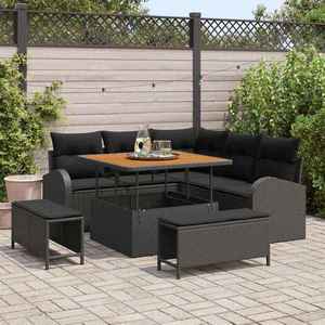 vidaXL Set de canapele pentru grădină cu pernă 8 pcs Negru Rattan poli imagine
