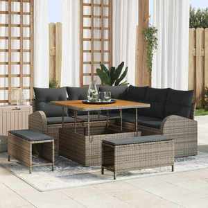 vidaXL Set de canapele pentru grădină cu pernă 8 pcs Gri Rattan poli imagine