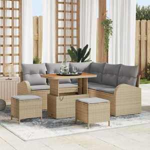 vidaXL Set de canapele pentru grădină cu pernă 8 pcs Bej Rattan poli imagine