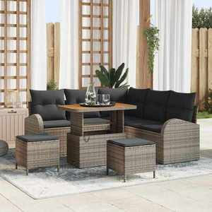 vidaXL Set de canapele pentru grădină cu pernă 8 pcs Gri Rattan poli imagine