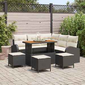 vidaXL Set de canapele pentru grădină cu pernă 9 pcs Negru Rattan poli imagine