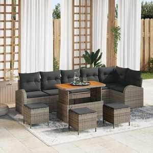 vidaXL Set de canapele pentru grădină cu pernă 10 pcs Gri Rattan poli imagine