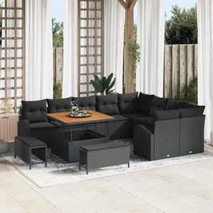vidaXL Set de canapele pentru grădină 12 pcs Negru Rattan poli imagine