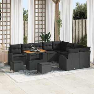 vidaXL Set de canapele pentru grădină 12 pcs Negru Rattan poli imagine