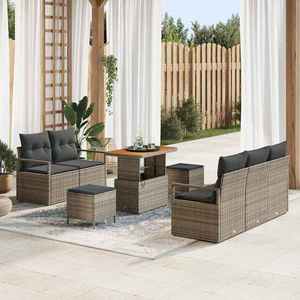 vidaXL Set de canapele pentru grădină cu pernă 8 pcs Gri Rattan poli imagine