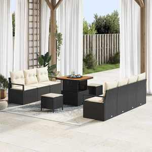 vidaXL Set de canapele pentru grădină 10 pcs Negru Rattan poli imagine