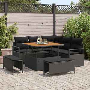vidaXL Set de canapele pentru grădină cu pernă 8 pcs Negru Rattan poli imagine