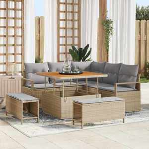 vidaXL Set de canapele pentru grădină cu pernă 8 pcs Bej Rattan poli imagine