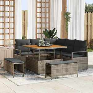 vidaXL Set de canapele pentru grădină cu pernă 8 pcs Gri Rattan poli imagine