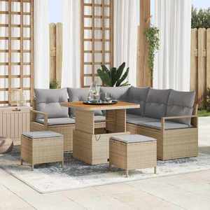 vidaXL Set de canapele pentru grădină cu pernă 8 pcs Bej Rattan poli imagine
