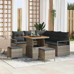 vidaXL Set de canapele pentru grădină cu pernă 8 pcs Gri Rattan poli imagine