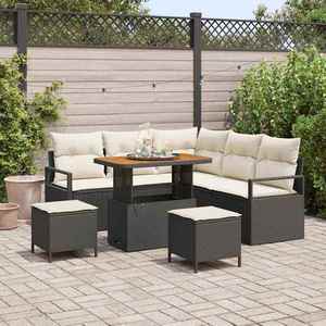 vidaXL Set de canapele pentru grădină cu pernă 8 pcs Negru Rattan poli imagine