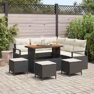 vidaXL Set de canapele pentru grădină cu pernă 9 pcs Negru Rattan poli imagine