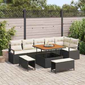 vidaXL Set de canapele pentru grădină cu pernă 9 pcs Negru Rattan poli imagine
