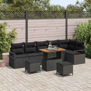 vidaXL Set de canapele pentru grădină cu pernă 9 pcs Negru Rattan poli imagine