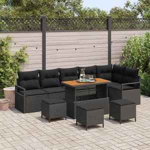 vidaXL Set de canapele pentru grădină 10 pcs Negru Rattan poli imagine