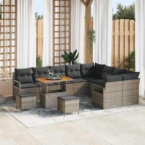 vidaXL Set de canapele pentru grădină cu pernă 12 pcs Gri Rattan poli imagine