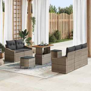 vidaXL Set de canapele pentru grădină cu pernă 8 pcs Gri Rattan poli imagine