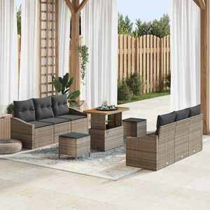 vidaXL Set de canapele pentru grădină cu pernă 9 pcs Gri Rattan poli imagine