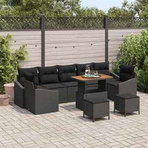 vidaXL Set de canapele pentru grădină 10 pcs Negru Rattan poli imagine