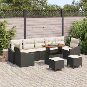 vidaXL Set de canapele pentru grădină 10 pcs Negru Rattan poli imagine