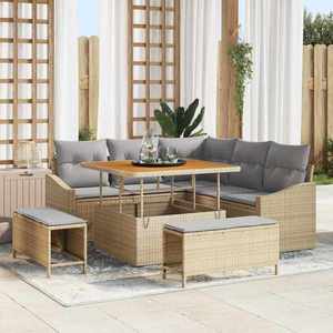 vidaXL Set de canapele pentru grădină cu pernă 8 pcs Bej Rattan poli imagine