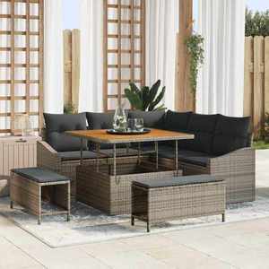 vidaXL Set de canapele pentru grădină cu pernă 8 pcs Gri Rattan poli imagine