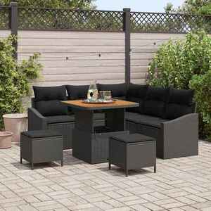vidaXL Set de canapele pentru grădină cu pernă 8 pcs Negru Rattan poli imagine