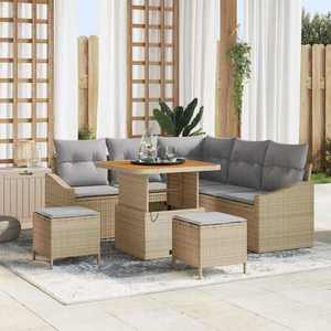 vidaXL Set de canapele pentru grădină cu pernă 8 pcs Bej Rattan poli imagine