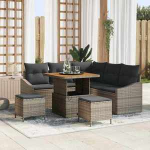 vidaXL Set de canapele pentru grădină cu pernă 8 pcs Gri Rattan poli imagine
