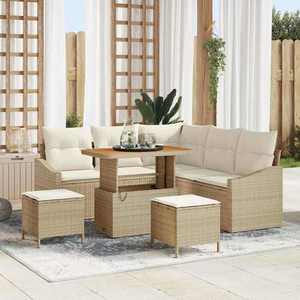 vidaXL Set de canapele pentru grădină cu pernă 8 pcs Bej Rattan poli imagine